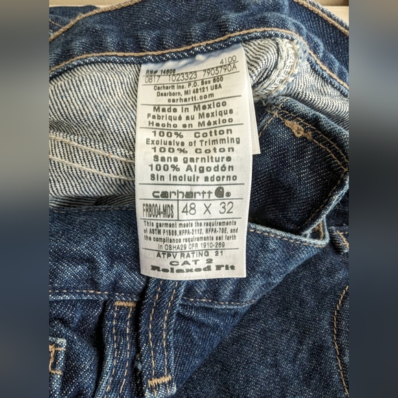 Carhartt Relaxed Fit FR Jeans 48X32 Men's Fire Retardant Work Pants - Picture 2 of 7